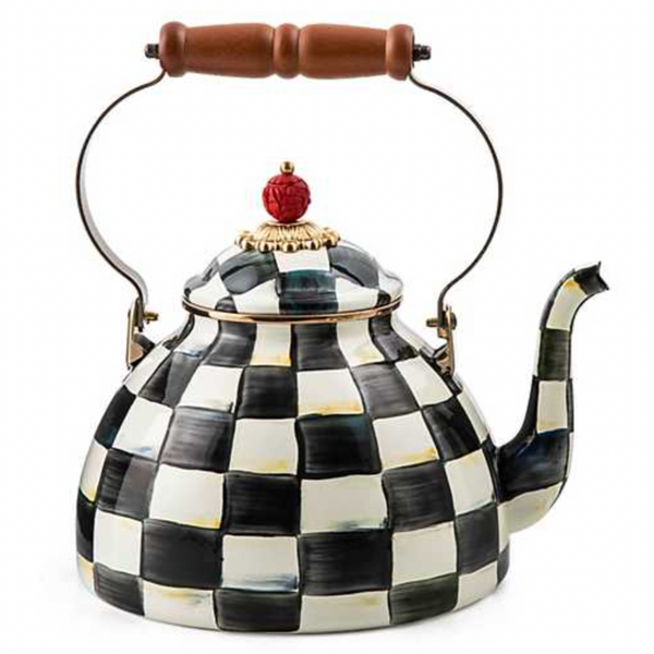 MacKenzie-Childs Courtly Check Enamel Tea Kettle, Decorative Tea Kettle,  2-Quart Capacity