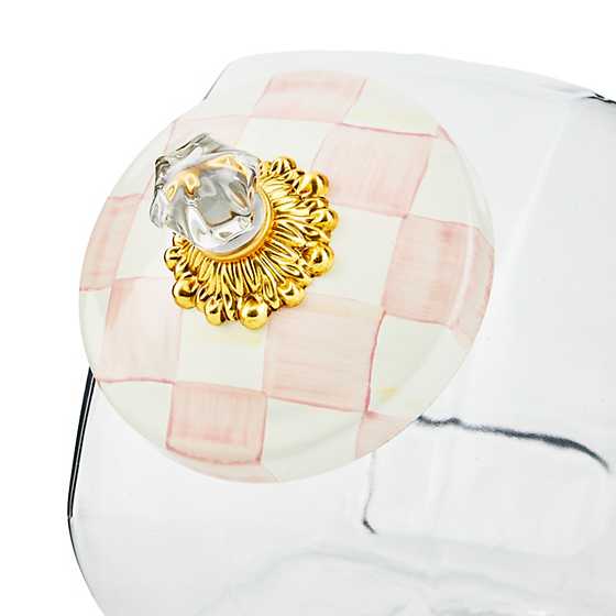 MacKenzie Childs Rosy Check Cookie Jar with Enamel Lid
