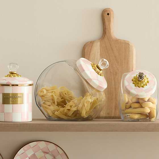 MacKenzie Childs Rosy Check Sweets Jar with Enamel Lid