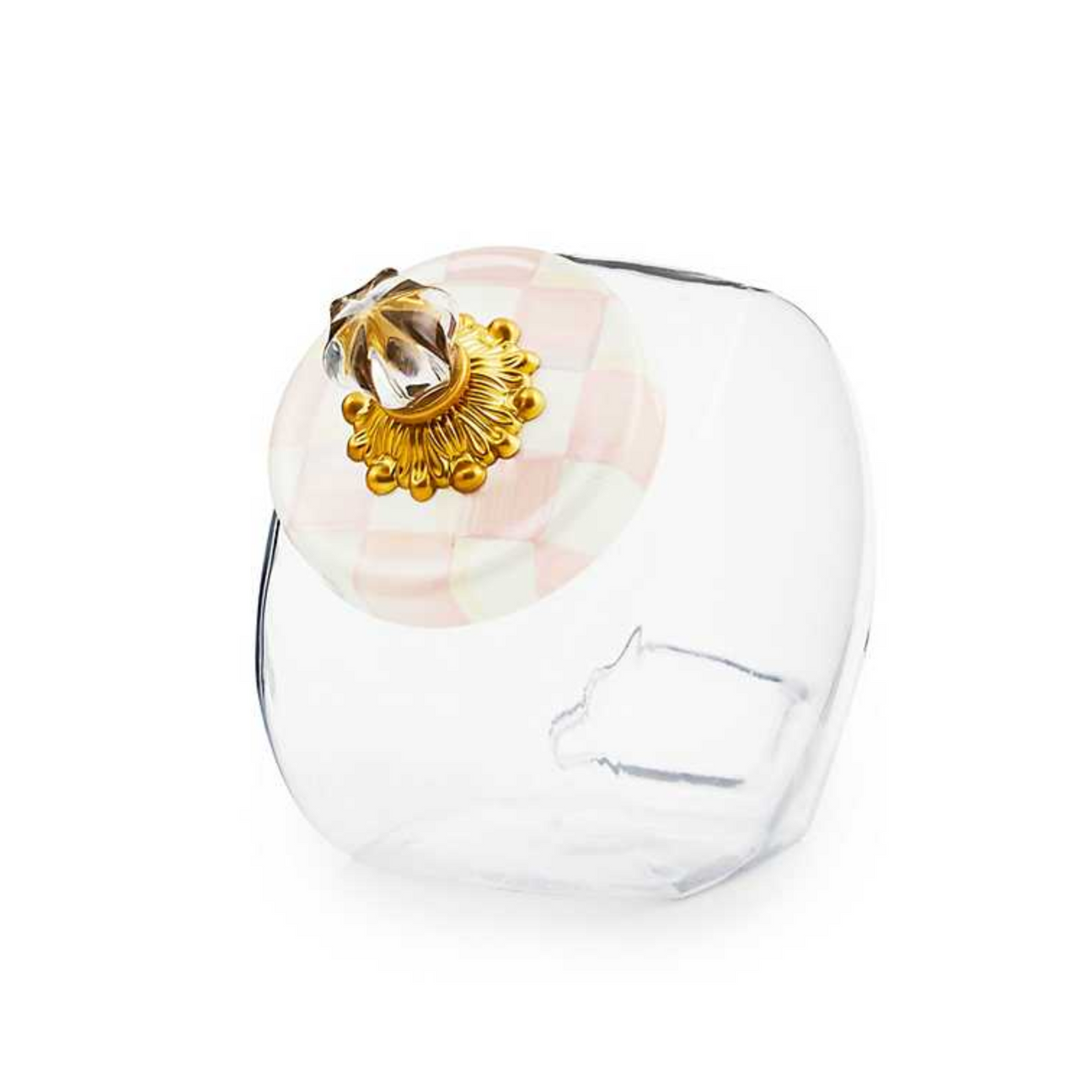 MacKenzie Childs Rosy Check Sweets Jar with Enamel Lid