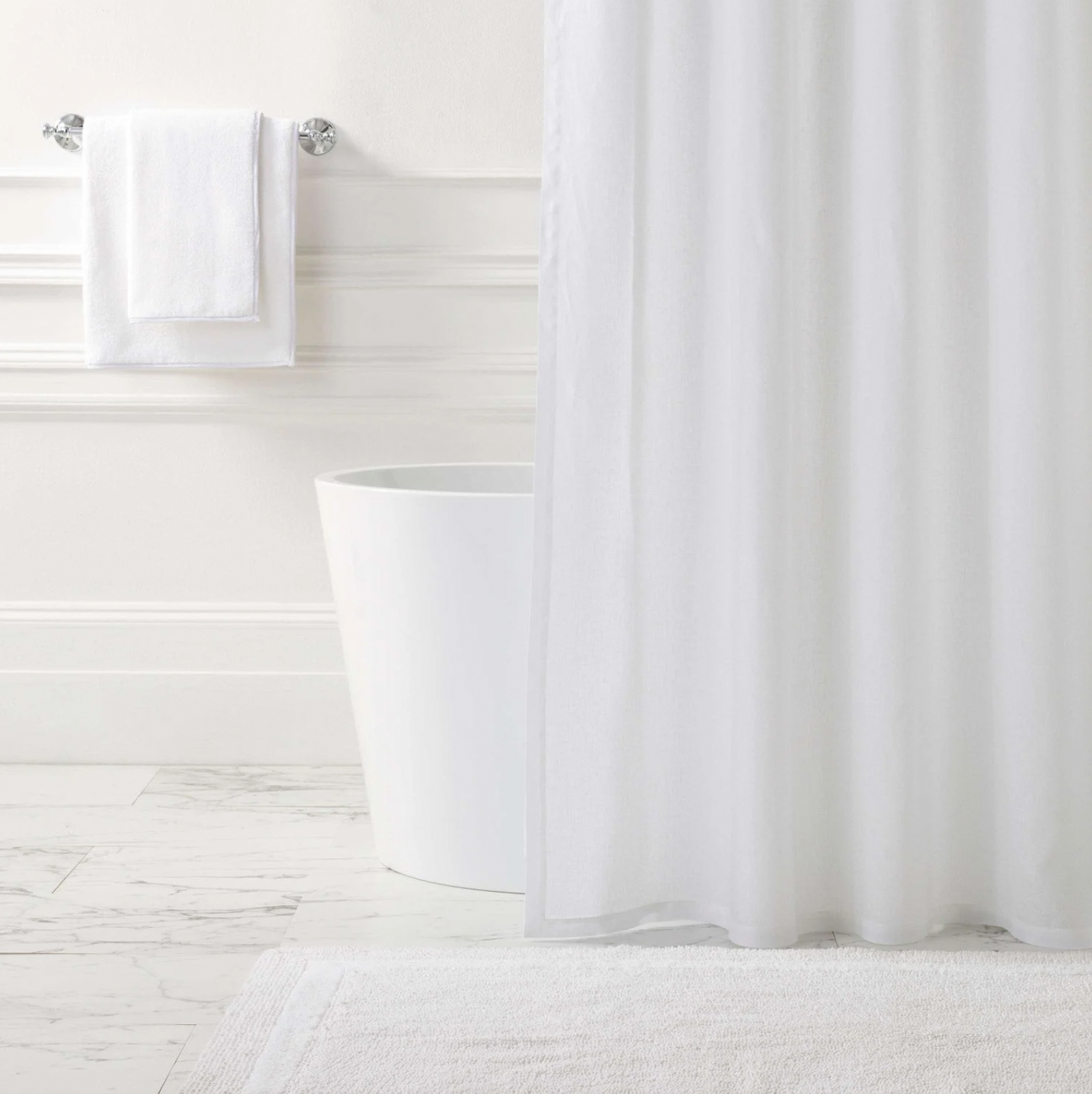 Lush Linen White Shower Curtain