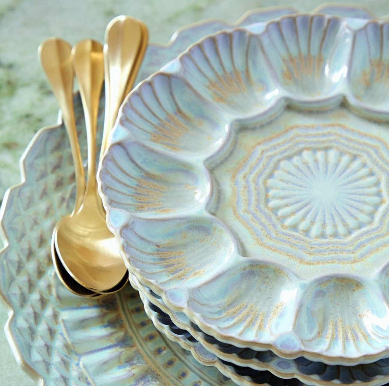 Costa Nova 18 Piece Nau Flatware Dessert Set, Gold