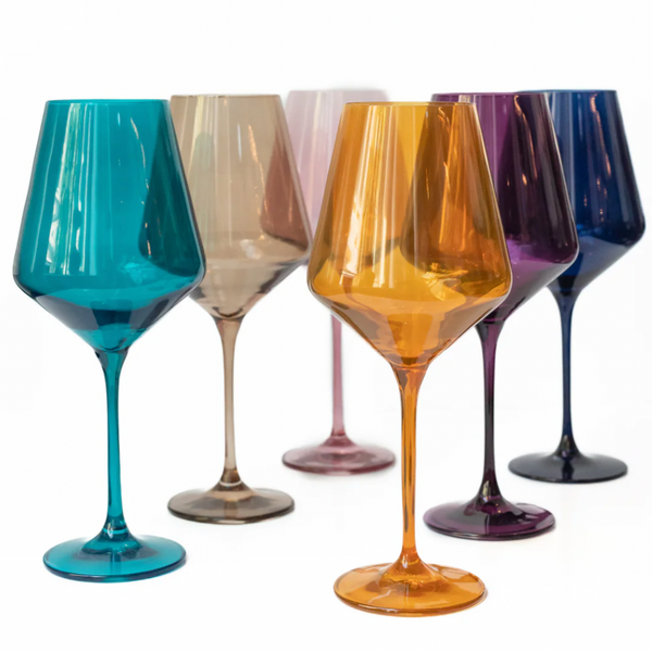 Estelle Colored Wine Stemmed Glasses - Set of 2 {Teal}