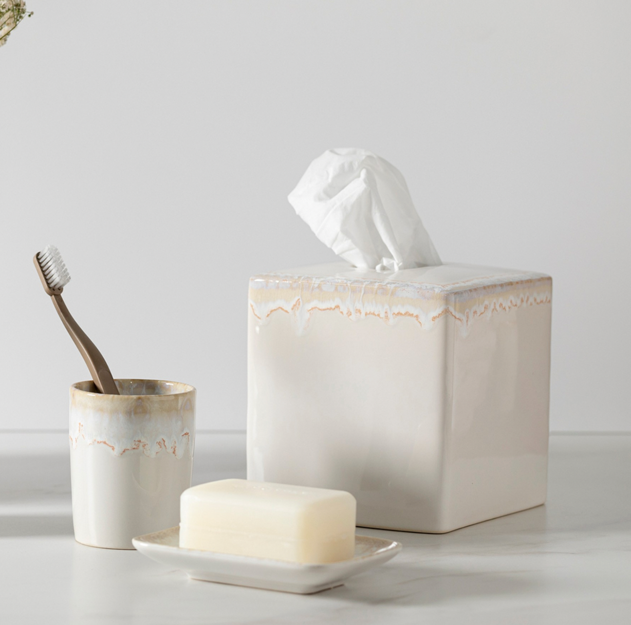 Costa Nova Taormina White Boutique Tissue Box