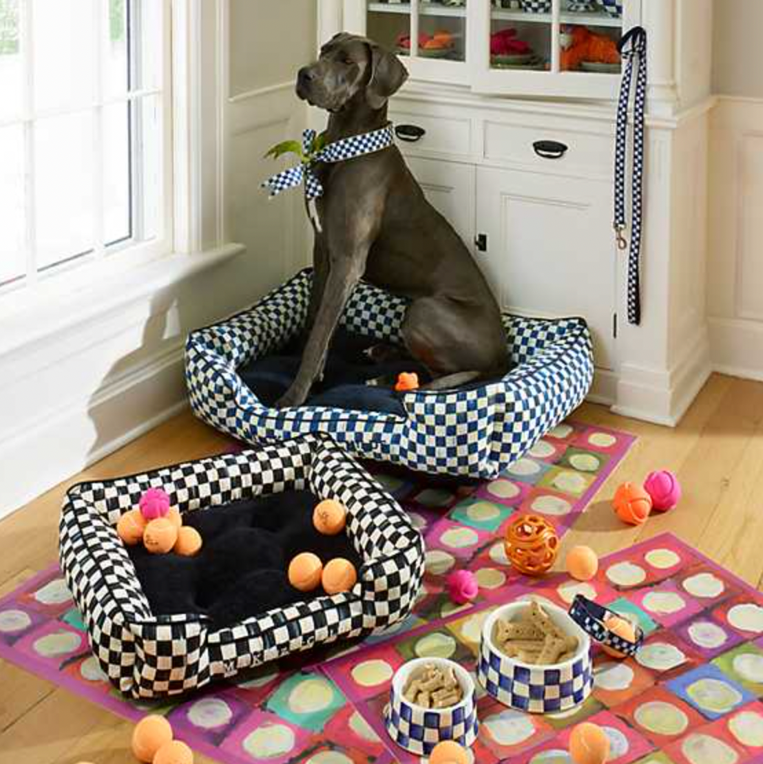 MacKenzie Childs Royal Check Enamel Pet Dish